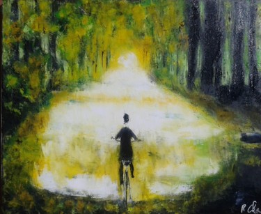 Painting titled "En velo" by Robert Charles, Original Artwork, Oil