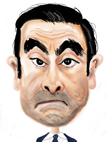 Σχέδιο με τίτλο "Carlos Ghosn" από Robert Chausse, Αυθεντικά έργα τέχνης, Ψηφιακή εκτύπωση