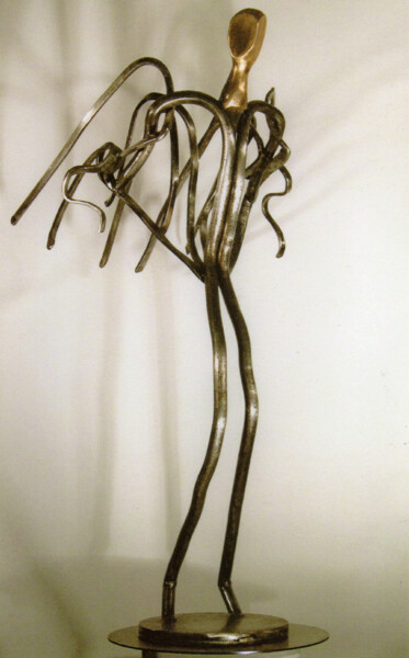 Sculpture titled "Icare (acier,bronze)" by Robert Chevalier, Original Artwork, Metals