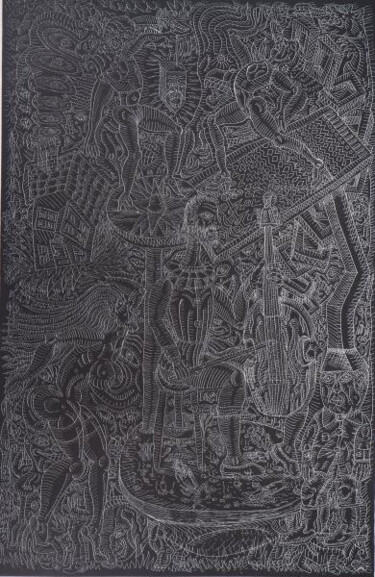 Estampas & grabados titulada "Le Violoncelliste" por Robert Combas, Obra de arte original, Aguafuerte