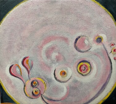 Painting titled "PINK MOON" by Robert Craig Grassle, Original Artwork, Acrylic Mounted on Wood Stretcher frame