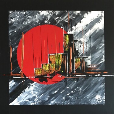 Peinture intitulée "Horizons urbain num…" par Robert Croizet, Œuvre d'art originale, Acrylique