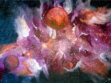 Painting titled "Cosmos 1" by Robert Daout, Original Artwork, Acrylic Mounted on Wood Stretcher frame