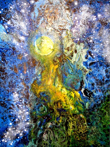 Painting titled "Cosmos 11" by Robert Daout, Original Artwork, Acrylic Mounted on Wood Stretcher frame