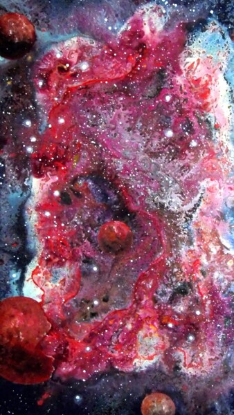 Painting titled "Cosmos 35" by Robert Daout, Original Artwork, Acrylic Mounted on Wood Stretcher frame