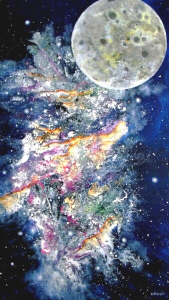 Painting titled "Cosmos 37" by Robert Daout, Original Artwork, Acrylic Mounted on Wood Stretcher frame