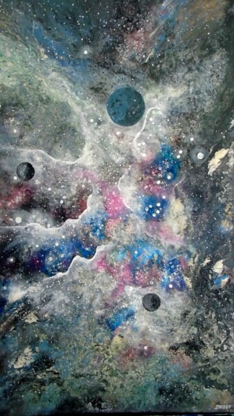 Painting titled "Cosmos 40" by Robert Daout, Original Artwork, Acrylic Mounted on Wood Stretcher frame
