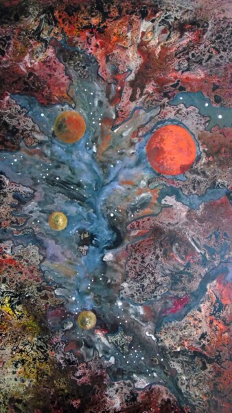 Painting titled "Cosmos 41" by Robert Daout, Original Artwork, Acrylic Mounted on Wood Stretcher frame