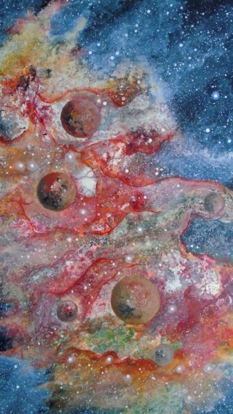 Painting titled "Cosmos 42" by Robert Daout, Original Artwork, Acrylic Mounted on Wood Stretcher frame
