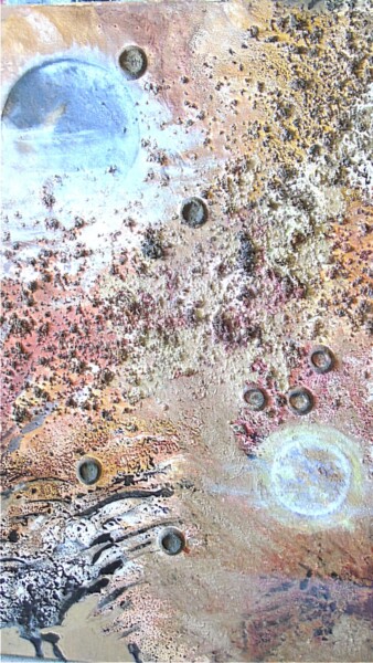 Ζωγραφική με τίτλο "Cosmos 46" από Robert Daout, Αυθεντικά έργα τέχνης, Ακρυλικό Τοποθετήθηκε στο Ξύλινο φορείο σκελετό