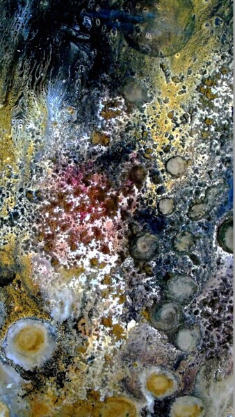 Ζωγραφική με τίτλο "Cosmos 48" από Robert Daout, Αυθεντικά έργα τέχνης, Ακρυλικό Τοποθετήθηκε στο Ξύλινο φορείο σκελετό