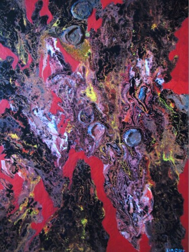 Painting titled "Abstrait 90" by Robert Daout, Original Artwork, Acrylic Mounted on Wood Stretcher frame