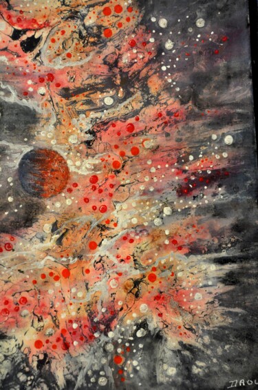 Peinture intitulée "Cosmos 56 (petit fo…" par Robert Daout, Œuvre d'art originale, Acrylique Monté sur Châssis en bois