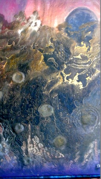 Ζωγραφική με τίτλο "Cosmos 71" από Robert Daout, Αυθεντικά έργα τέχνης, Ακρυλικό Τοποθετήθηκε στο Ξύλινο φορείο σκελετό