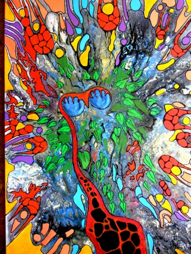 Ζωγραφική με τίτλο "Créatif ( La girafe…" από Robert Daout, Αυθεντικά έργα τέχνης, Ακρυλικό Τοποθετήθηκε στο Ξύλινο φορείο σ…