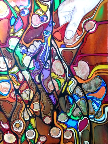 Painting titled "Abstrait 120" by Robert Daout, Original Artwork, Acrylic Mounted on Wood Stretcher frame