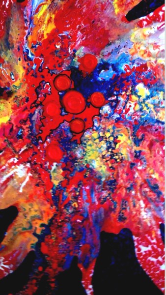 Painting titled "Abstrait 163" by Robert Daout, Original Artwork, Acrylic Mounted on Wood Stretcher frame