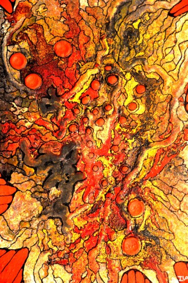 제목이 "Abstrait 197"인 미술작품 Robert Daout로, 원작, 아크릴 나무 들것 프레임에 장착됨