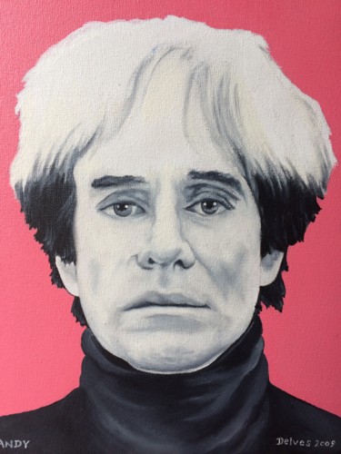 Painting titled "Andy Warhol Pink" by Rob Delves, Original Artwork, Oil