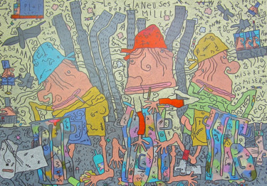 Peinture intitulée "Les glaneuses d'apr…" par Robert Gaillot, Œuvre d'art originale