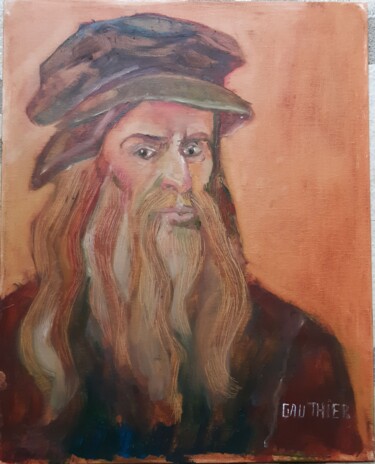 Peinture intitulée "Léonard de Vinci  p…" par Robert Gauthier, Œuvre d'art originale, Huile