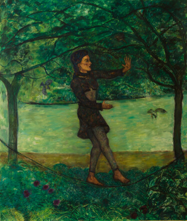 Pintura intitulada "Funambule" por Robert Gibson, Obras de arte originais, Óleo
