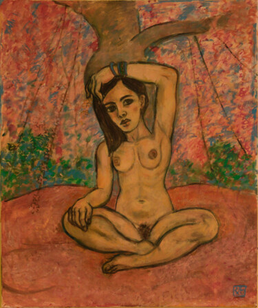 Peinture intitulée "Féminin Sacré- Huil…" par Robert Gibson, Œuvre d'art originale, Huile Monté sur Châssis en bois