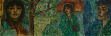 Painting titled "Jour de pluie - Hui…" by Robert Gibson, Original Artwork, Oil Mounted on Wood Stretcher frame