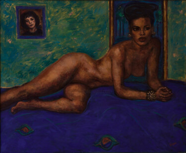 Painting titled "Mise en abîme- Huil…" by Robert Gibson, Original Artwork, Oil Mounted on Wood Stretcher frame