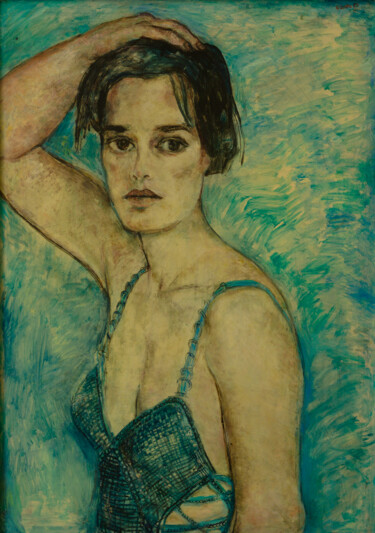 Peinture intitulée "Le corset Vert- Pei…" par Robert Gibson, Œuvre d'art originale, Huile