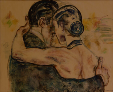 Painting titled "Tango- Peinture à l…" by Robert Gibson, Original Artwork, Oil Mounted on Wood Stretcher frame