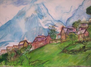 Pittura intitolato "Suisse" da Robert Gibson, Opera d'arte originale, Olio