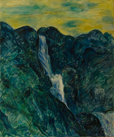 Peinture intitulée "La Cascade II - Pei…" par Robert Gibson, Œuvre d'art originale, Huile Monté sur Châssis en bois