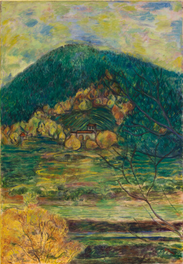 Peinture intitulée "Paysage Ardéchois -…" par Robert Gibson, Œuvre d'art originale, Huile Monté sur Châssis en bois