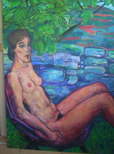 Peinture intitulée "Blue Nude" par Robert Gibson, Œuvre d'art originale, Huile