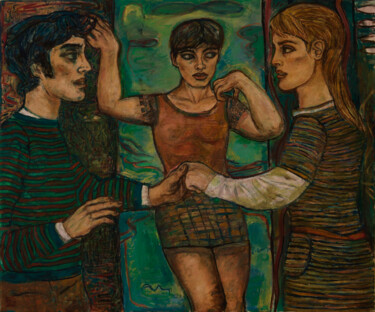 Painting titled "Persuasion (Trio 1)…" by Robert Gibson, Original Artwork, Oil Mounted on Wood Stretcher frame