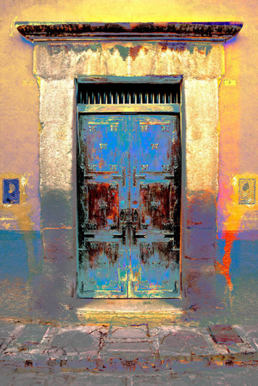 Digital Arts titled "San Miguel Blue" by Heier, Original Artwork, Digital Photography Mounted on Wood Panel