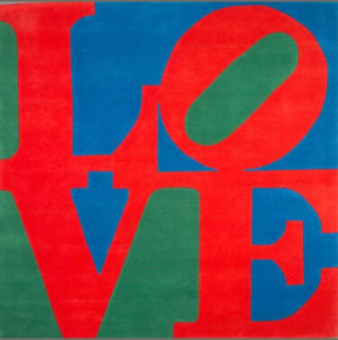 Textilkunst mit dem Titel "CLASSIC LOVE" von Robert Indiana, Original-Kunstwerk