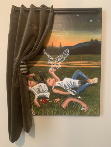 Schilderij getiteld "Curtain Call" door Robert Inestroza, Origineel Kunstwerk, Olie