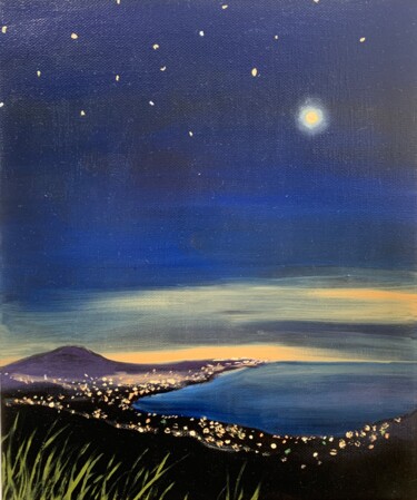 Painting titled "Riviera Nocturne II" by Robert Inestroza, Original Artwork, Oil