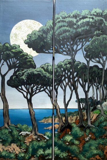 Painting titled "DUSK Nº3 DIPTYCH" by Robert Inestroza, Original Artwork, Oil Mounted on Wood Stretcher frame