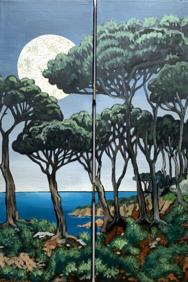 Peinture intitulée "DUSK Nº3 DIPTYCH" par Robert Inestroza, Œuvre d'art originale, Huile Monté sur Châssis en bois