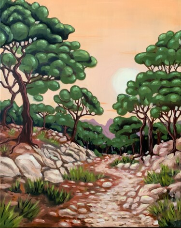 Malerei mit dem Titel "Garrigue" von Robert Inestroza, Original-Kunstwerk, Öl Auf Keilrahmen aus Holz montiert