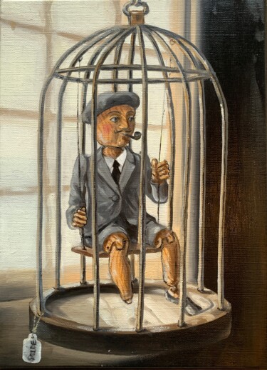 Pittura intitolato "The Jailbird (Exhib…" da Robert Inestroza, Opera d'arte originale, Olio Montato su Telaio per barella in…