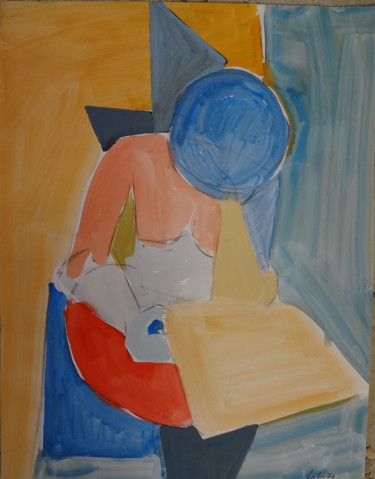 Drawing titled "DESSIN Femme concep…" by Robert Labor, Original Artwork, Gouache Mounted on Cardboard