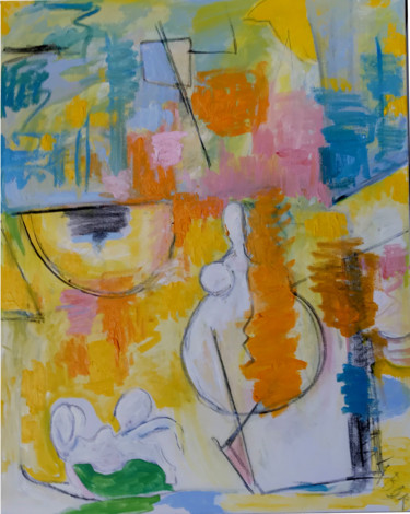 Pittura intitolato "Soleil maternel" da Robert Labor, Opera d'arte originale, Olio