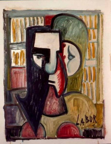 Картина под названием "Le Bibliothècaire" - Robert Labor, Подлинное произведение искусства, Масло