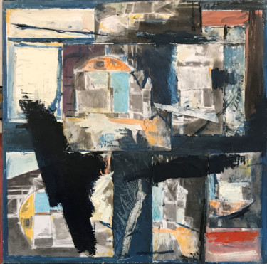 Painting titled "collage huile" by Robert Labor, Original Artwork, Oil