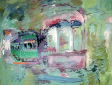 Картина под названием "Tram Caroussel Lisb…" - Robert Labor, Подлинное произведение искусства, Масло