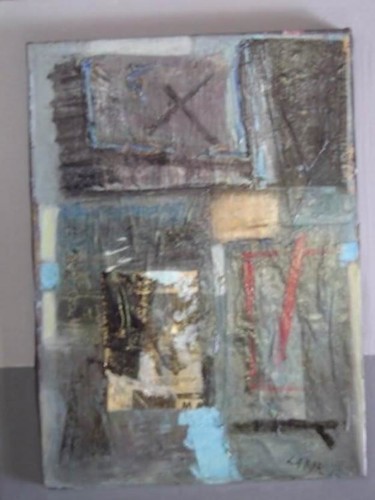 Painting titled "Collage gris" by Robert Labor, Original Artwork, Oil